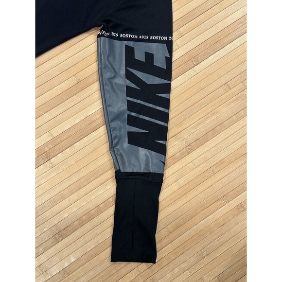 Nike Run Boston Marathon 2019 Dri-FIT 1/2 Zip Running Top Women’s Sz L Black HTF - Picture 5 of 7